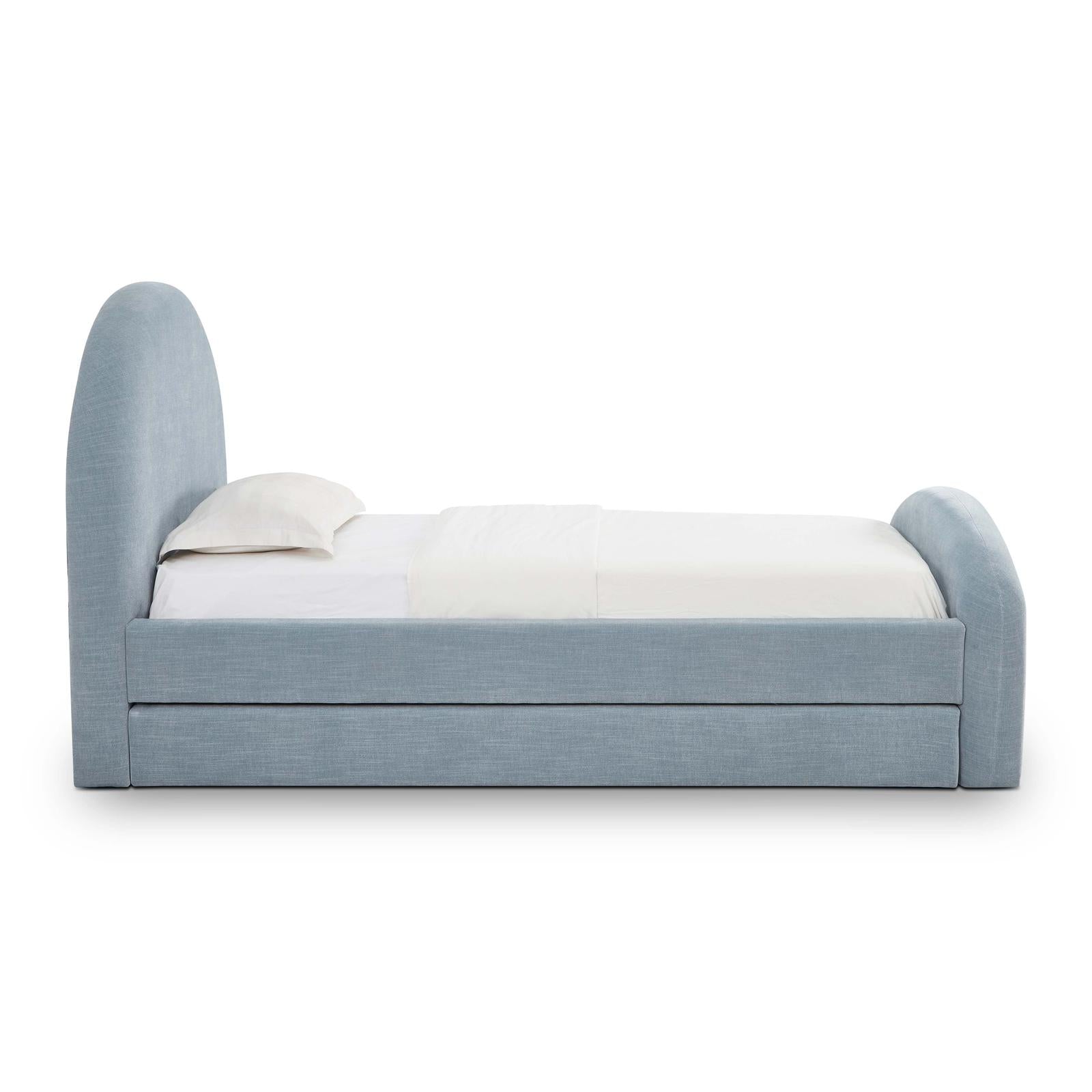 TOV Furniture Moon Chambray Blue Chenille Twin Bed