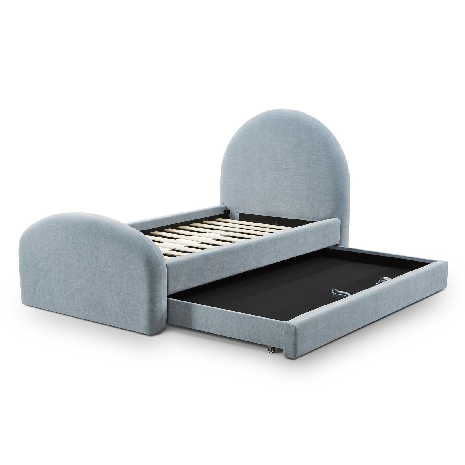 TOV Furniture Moon Chambray Blue Chenille Twin Bed