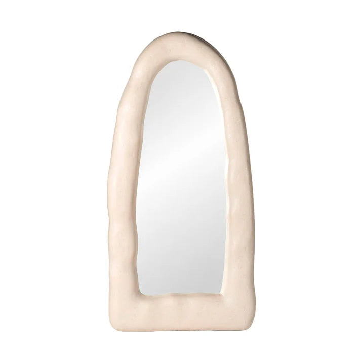TOV Furniture Kaia 32"X64" Cream Textured Small Floor Mirror