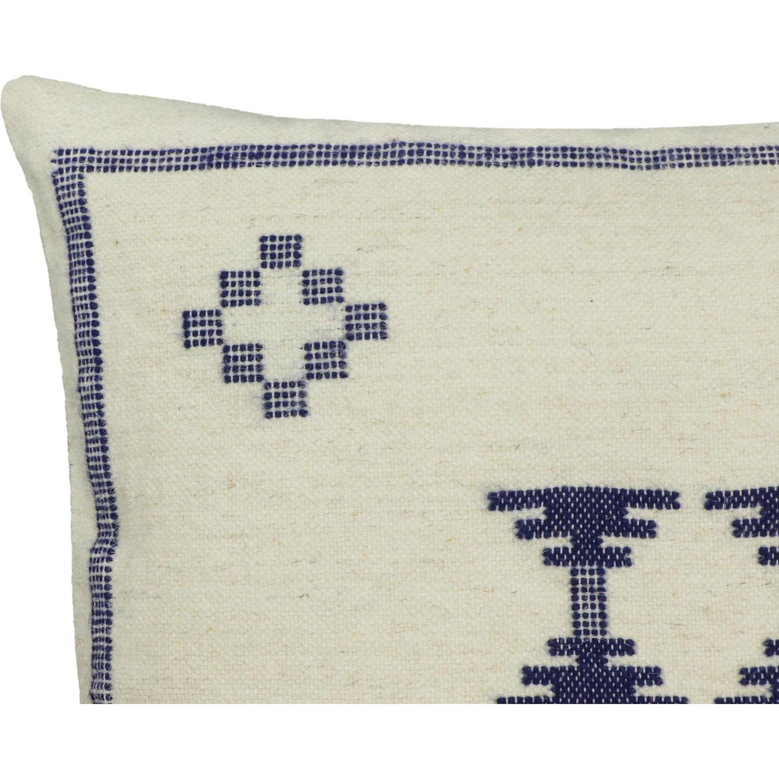 TOV Furniture Aztec Cream & Indigo Wool Square Throw Pillow