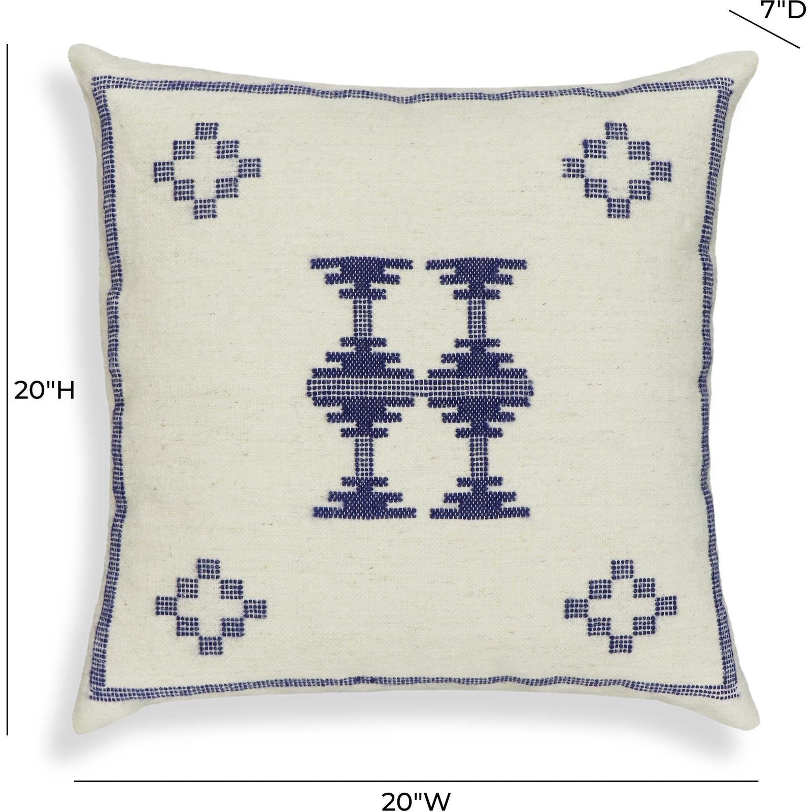 TOV Furniture Aztec Cream & Indigo Wool Square Throw Pillow