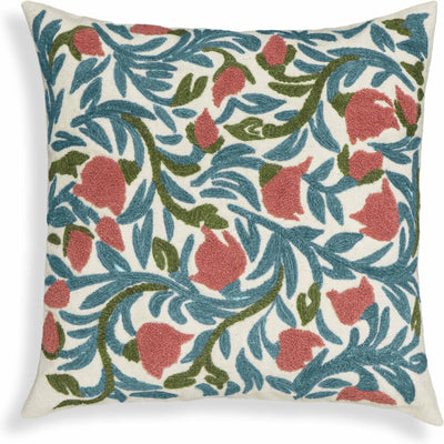 TOV Furniture Tulip Embroidered Floral Wool Square Throw Pillow