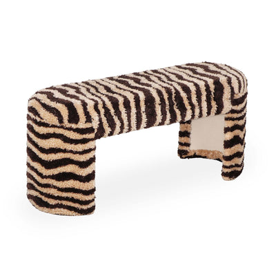 TOV Furniture Zebra Brown Striped Tufted Bench