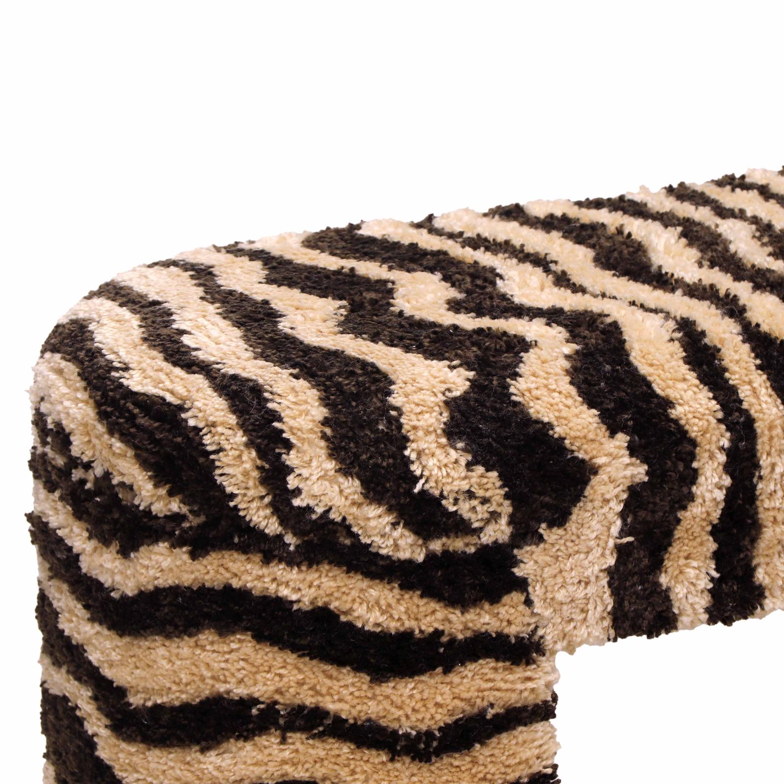 TOV Furniture Zebra Brown Striped Tufted Bench