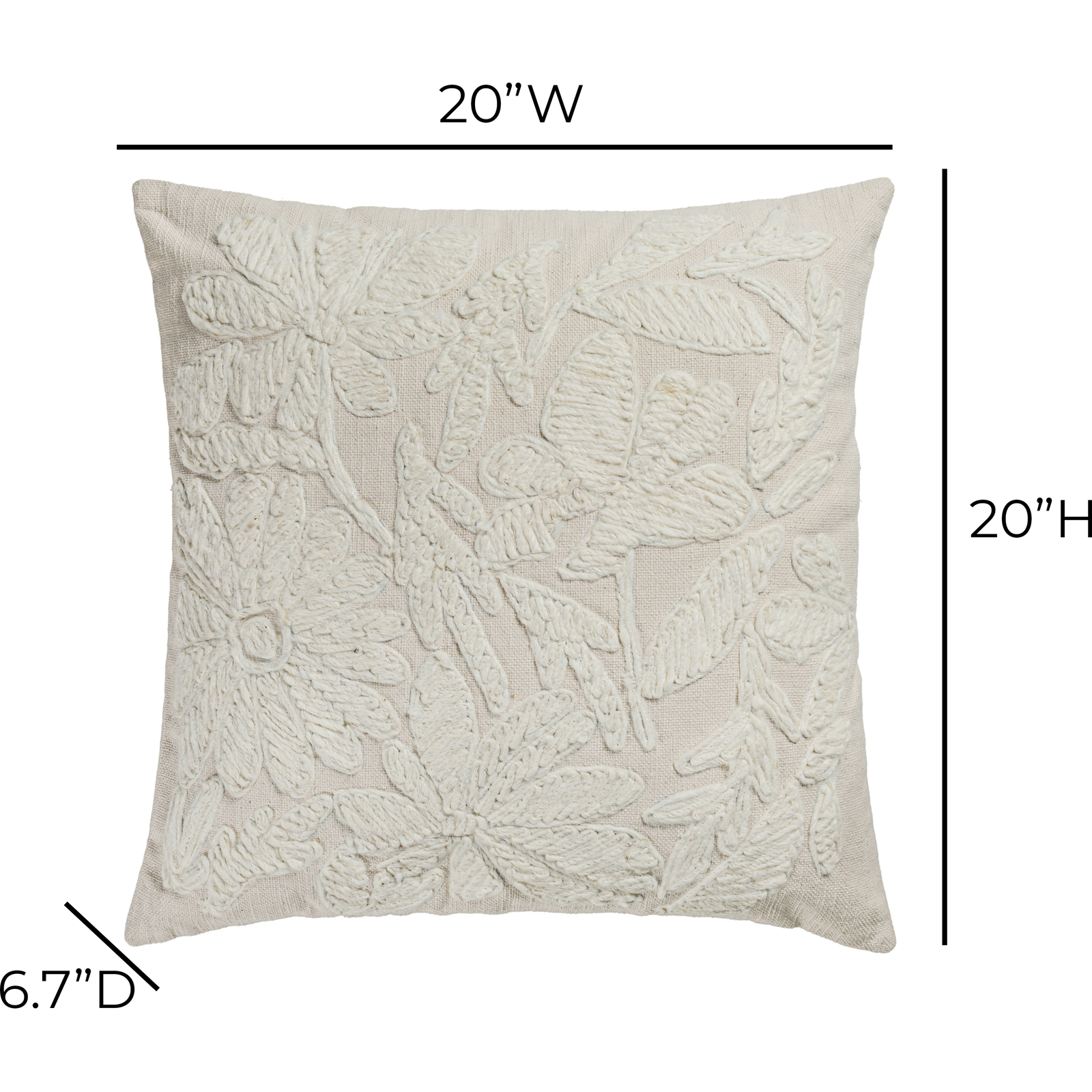 TOV Furniture Tabitha Square Embroidered Throw Pillow