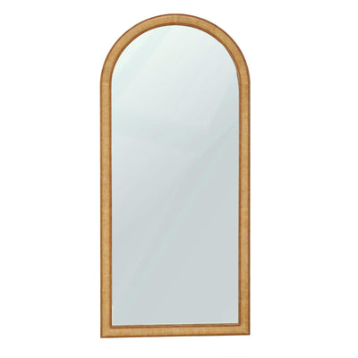 TOV Furniture Arch 72" Natural Raffia Contract-Grade Floor Mirror