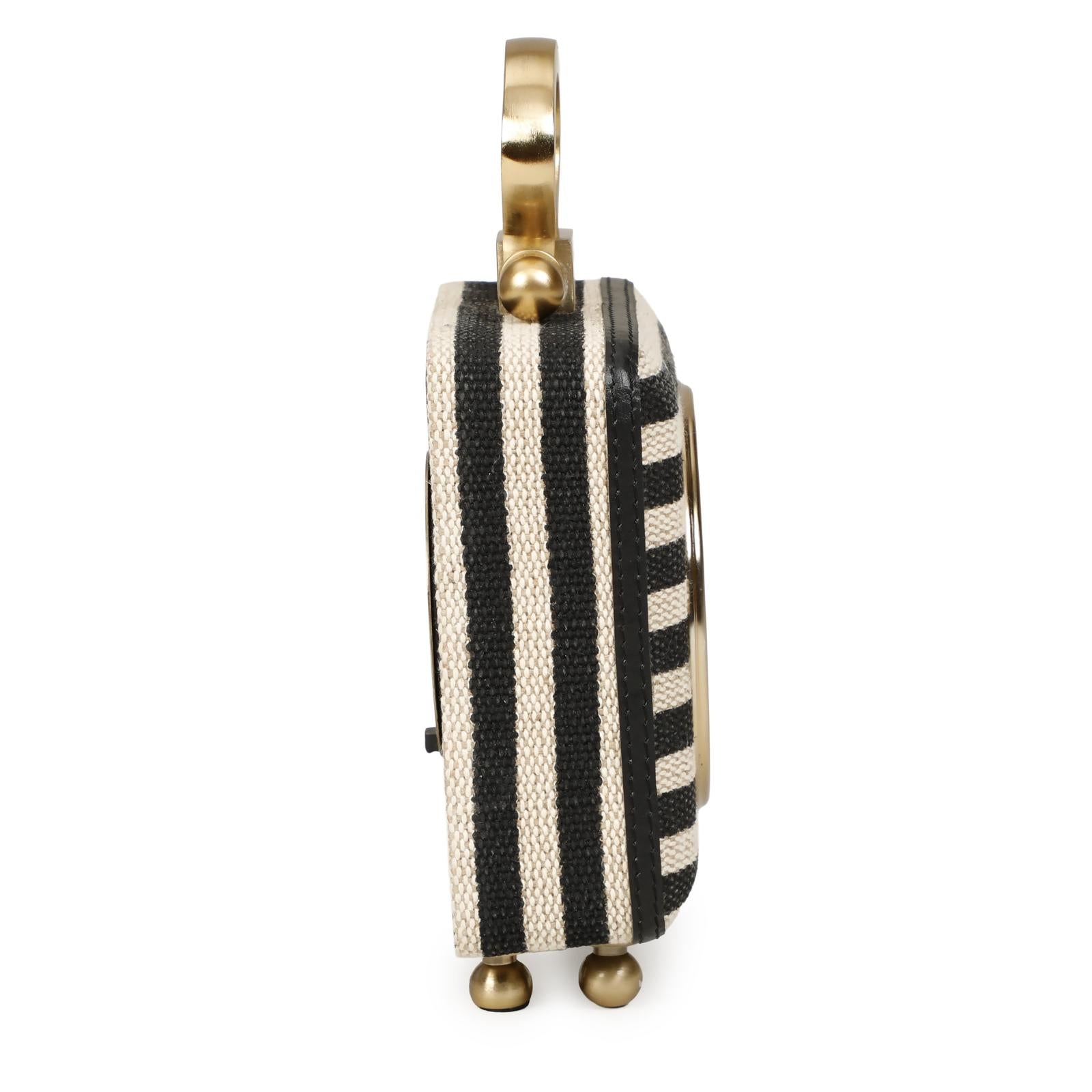 TOV Furniture Mona Black Striped Contract-Grade Standing Accent Clock