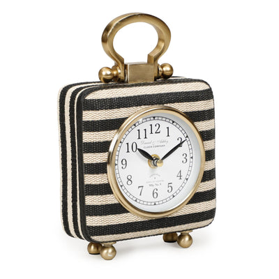 TOV Furniture Mona Black Striped Contract-Grade Standing Accent Clock