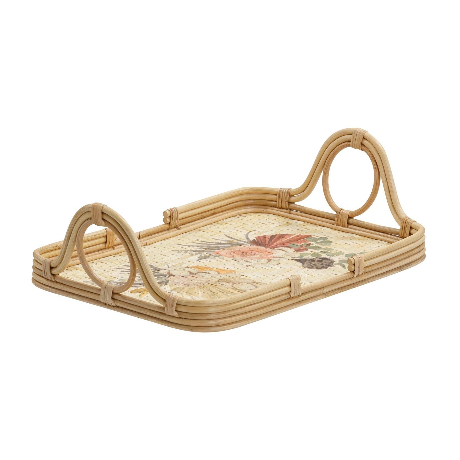 TOV Furniture Corey Floral Bamboo Tray