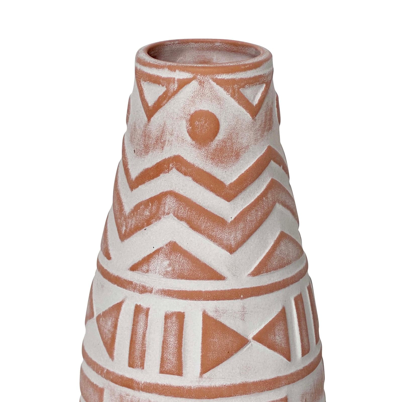TOV Furniture Earthenware Aztec Teardrop Flower Vase in Terracotta