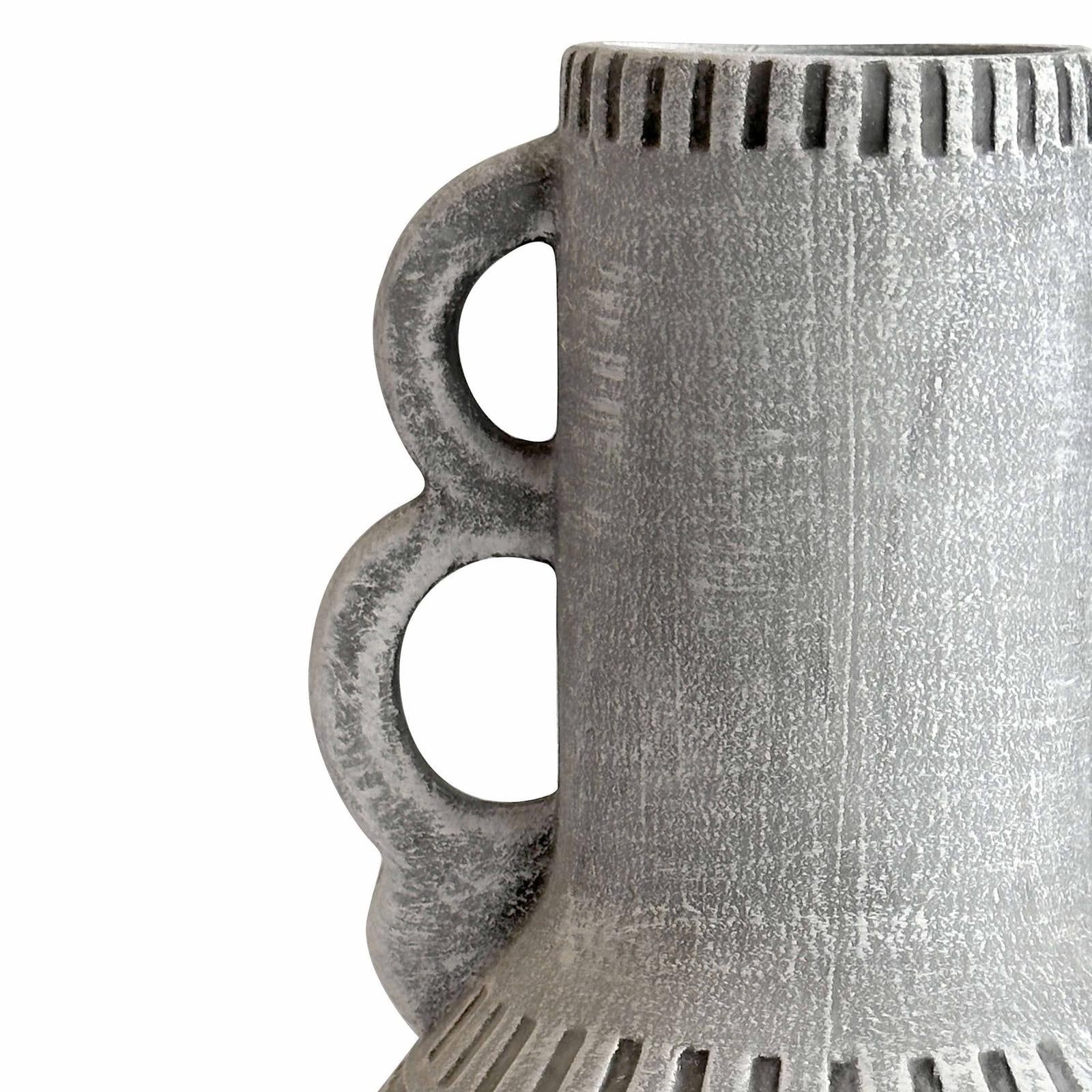 TOV Furniture Earthenware Aztec Handled Flower Vase in Slate