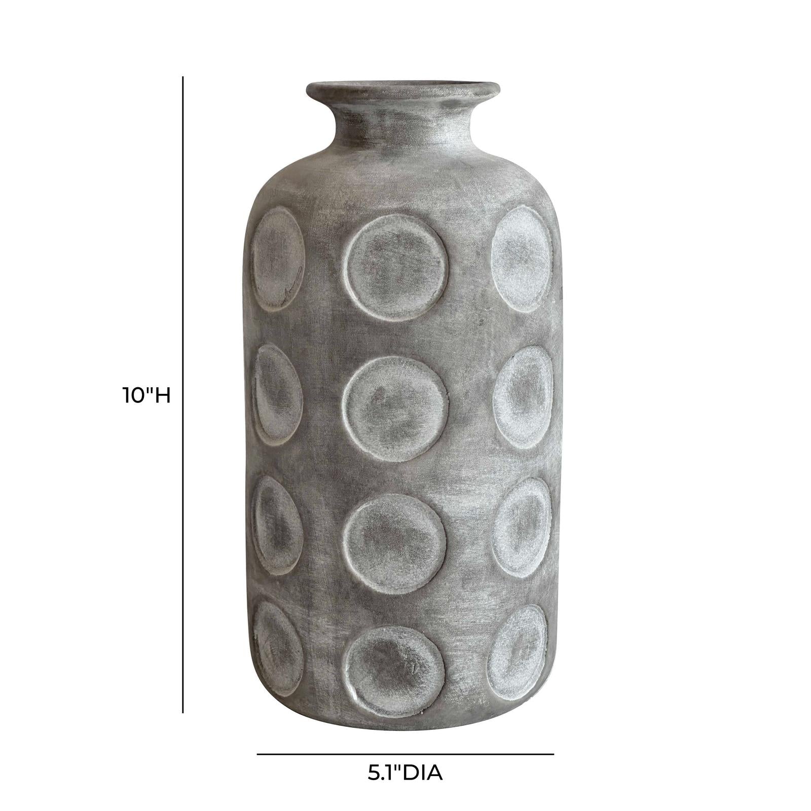 TOV Furniture Earthenware Aztec Tub Flower Vase in Grey