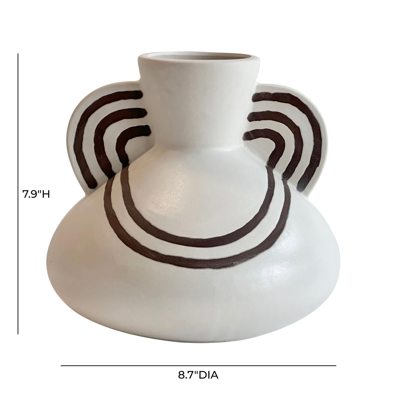 TOV Furniture Ceramic Line Art Wide-Bodied Vase