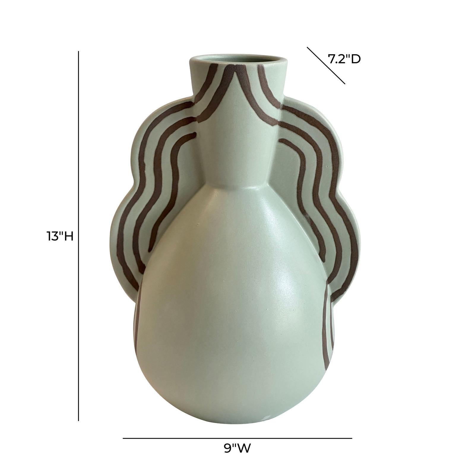 TOV Furniture Ceramic Line Art Wavy Vase