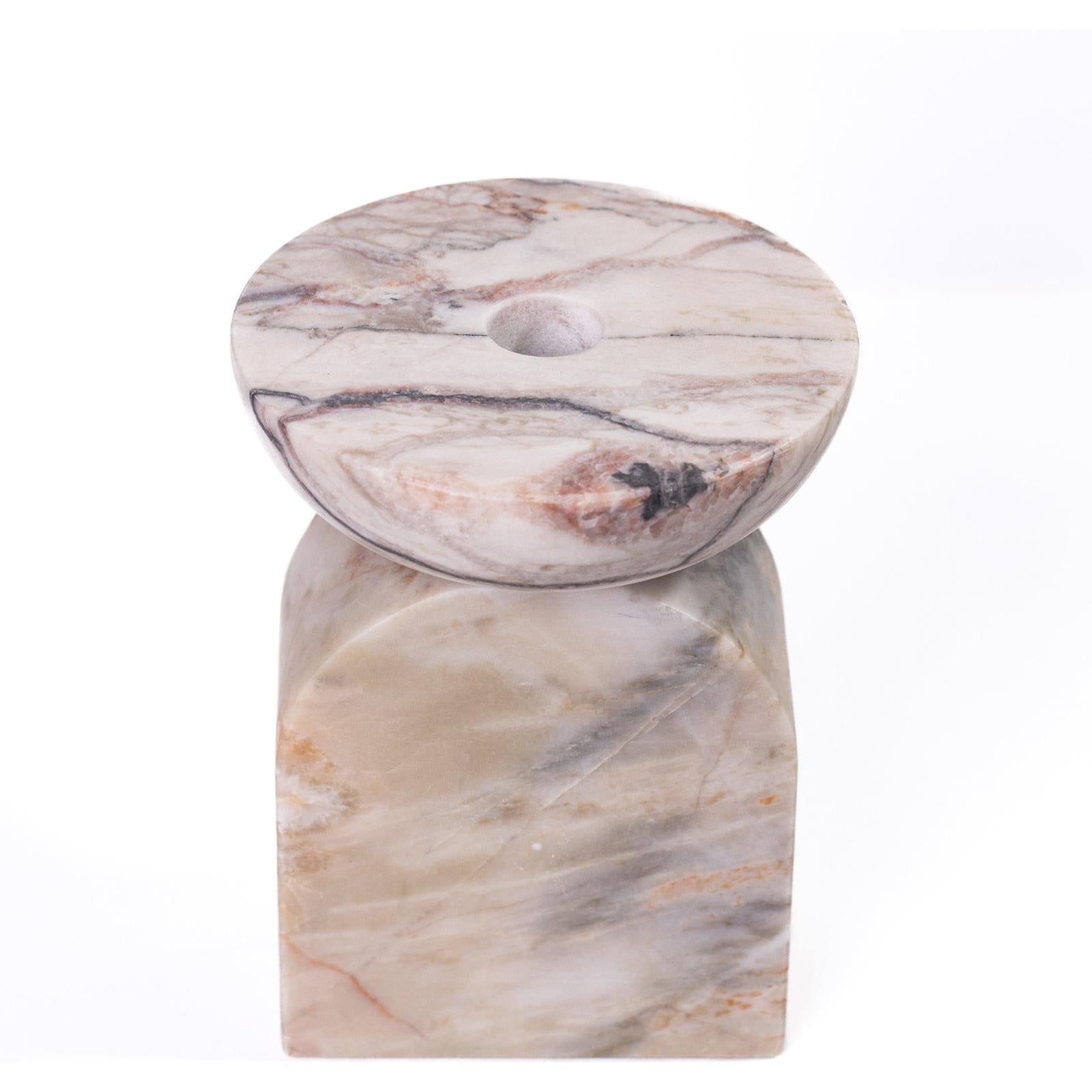 TOV Furniture Marble White Brown Candle Holder