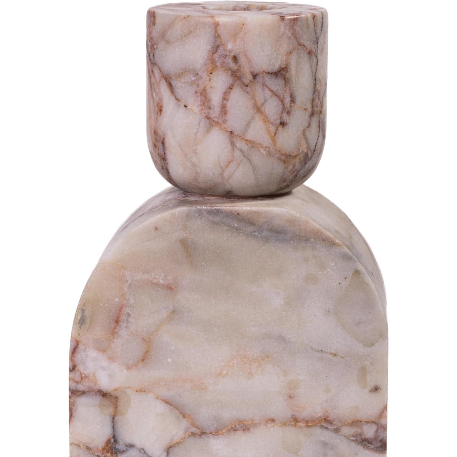 TOV Furniture Marble White Brown Candle Holder