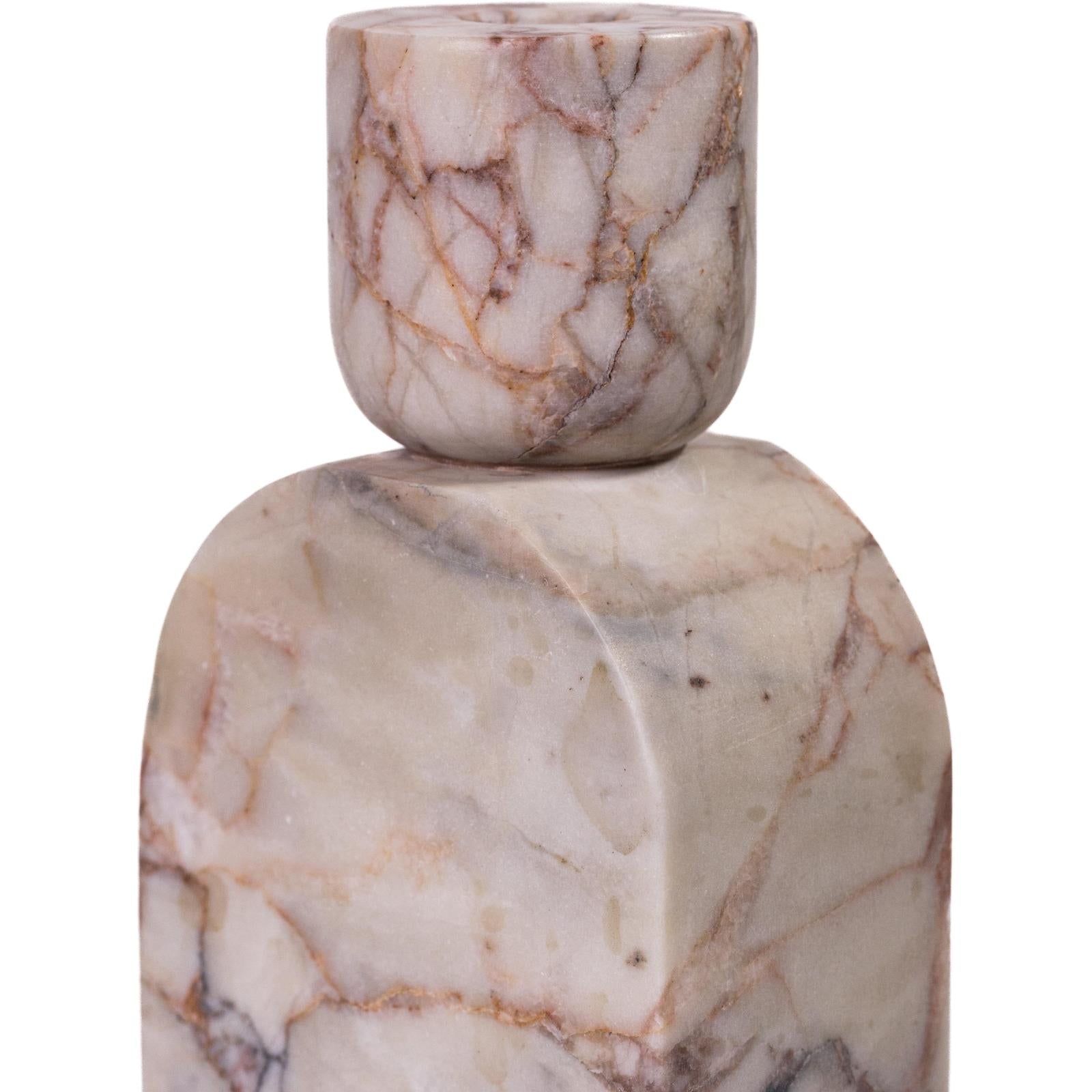 TOV Furniture Marble White Brown Candle Holder
