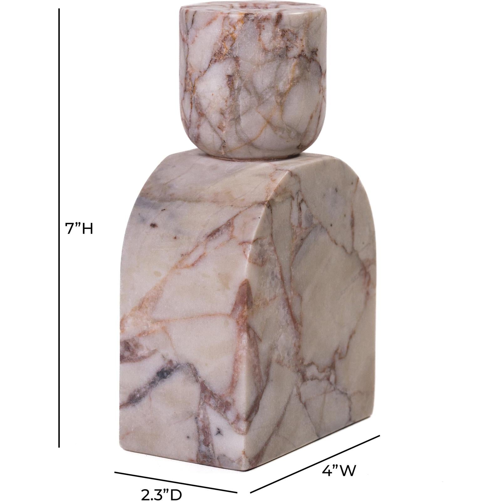 TOV Furniture Marble White Brown Candle Holder
