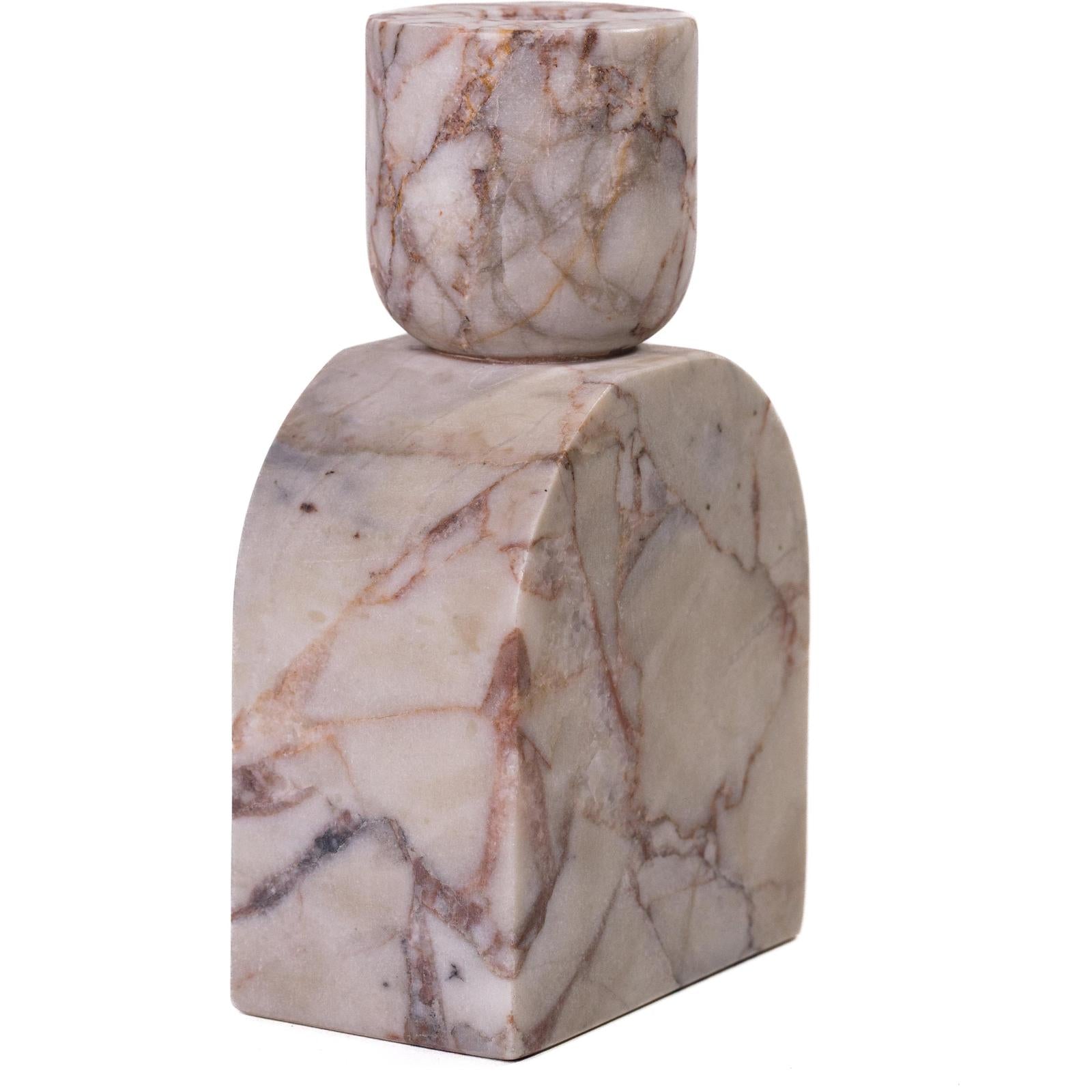 TOV Furniture Marble White Brown Candle Holder