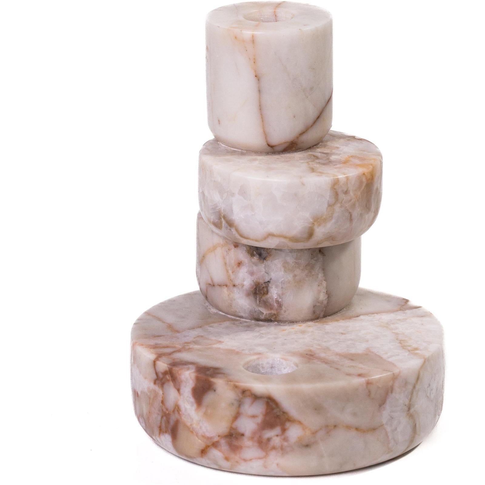 TOV Furniture Marble White Brown Candle Holder