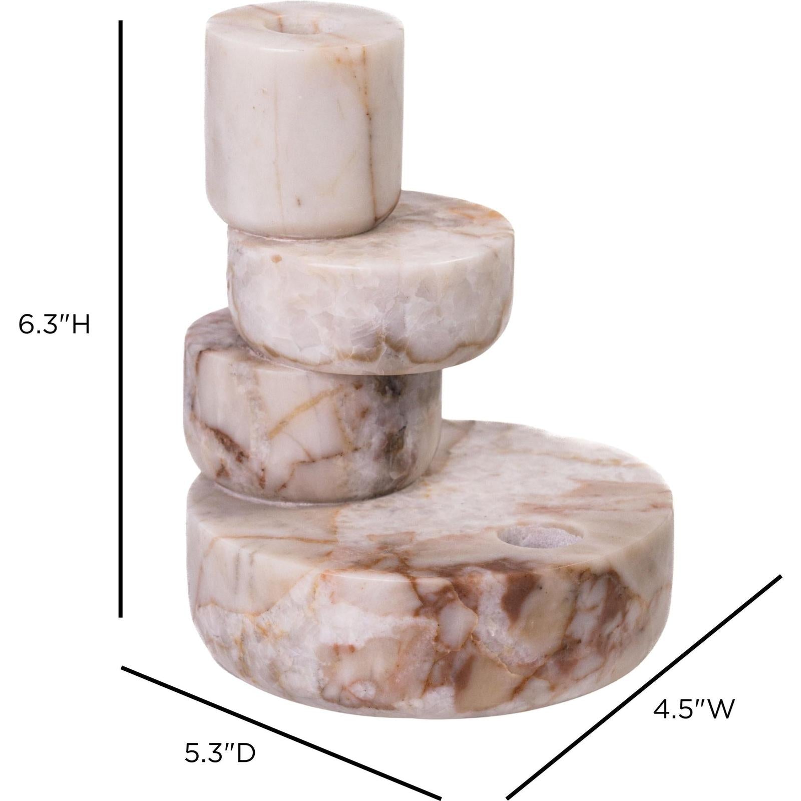 TOV Furniture Marble White Brown Candle Holder