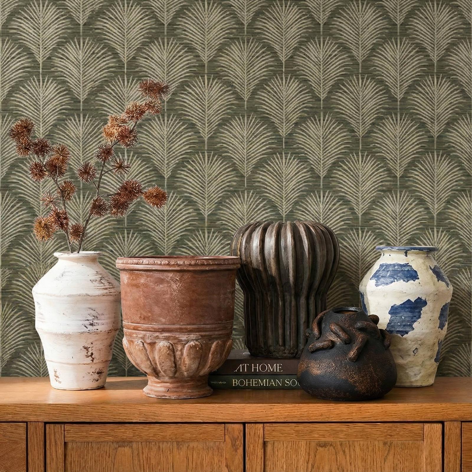 TOV Furniture Visha Scalloped Distressed Cream Terracotta Decorative Vase