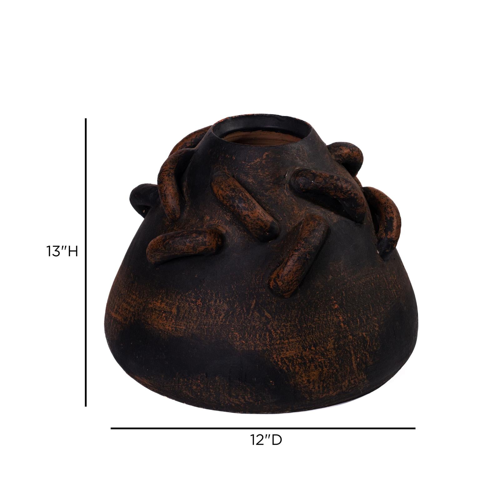 TOV Furniture Visha Roped Dark Terracotta Decorative Vase