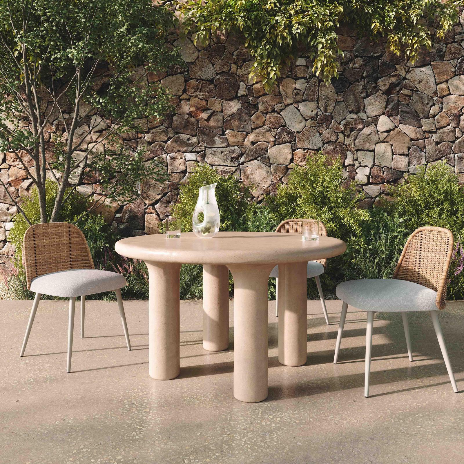TOV Furniture Barbara Cream Textured Indoor / Outdoor Round Dining Table
