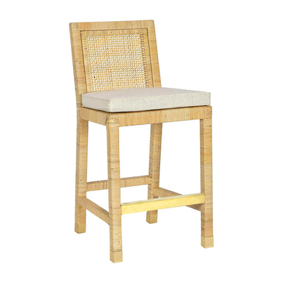 TOV Furniture Amara Rattan & Cream Contract-Grade Linen Counter Stool
