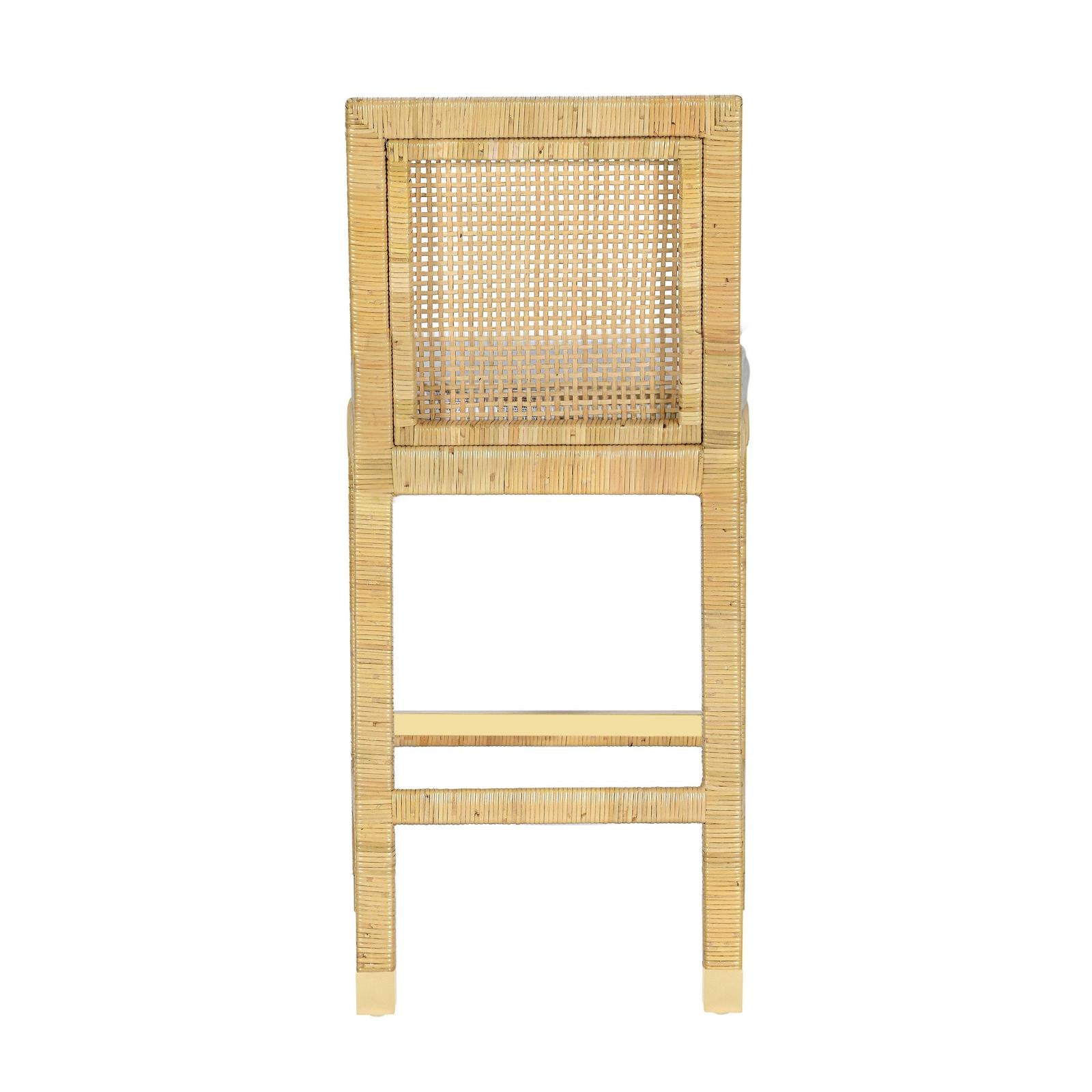 TOV Furniture Amara Rattan & Cream Contract-Grade Linen Counter Stool