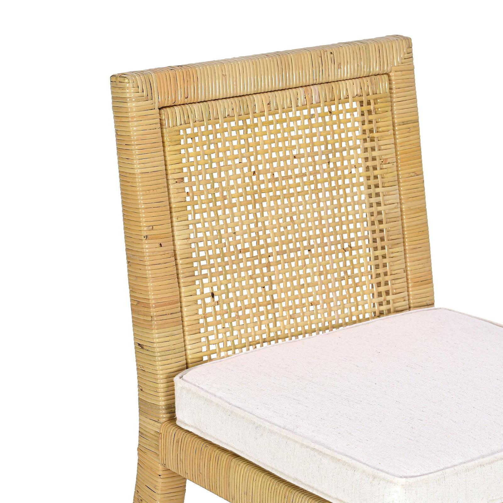 TOV Furniture Amara Rattan & Cream Contract-Grade Linen Counter Stool