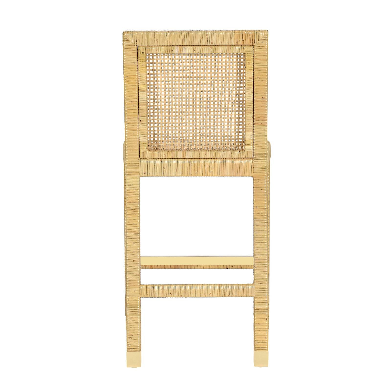 TOV Furniture Amara Rattan & Cream Contract-Grade Linen Counter Stool