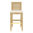 TOV Furniture Amara Rattan & Cream Contract-Grade Linen Bar Stool