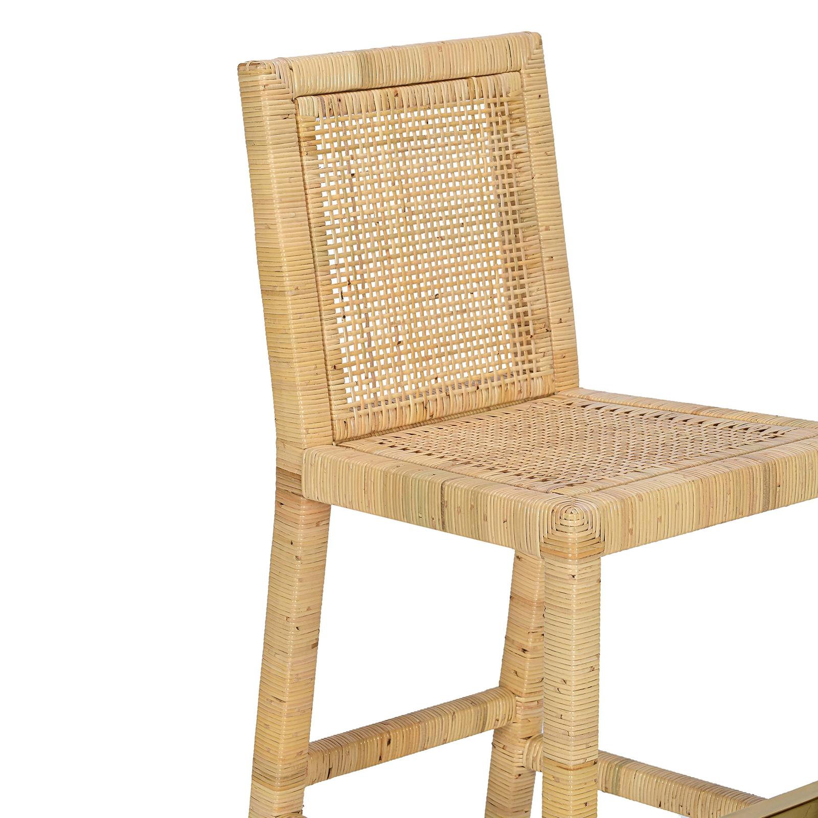 TOV Furniture Amara Rattan & Cream Contract-Grade Linen Bar Stool