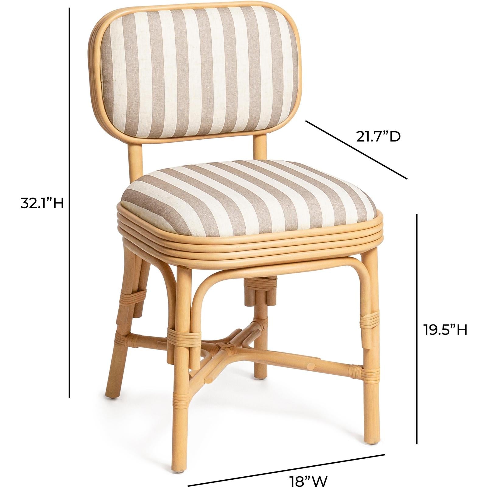 TOV Furniture Dorine Striped Performance Linen & Rattan Dining Chair