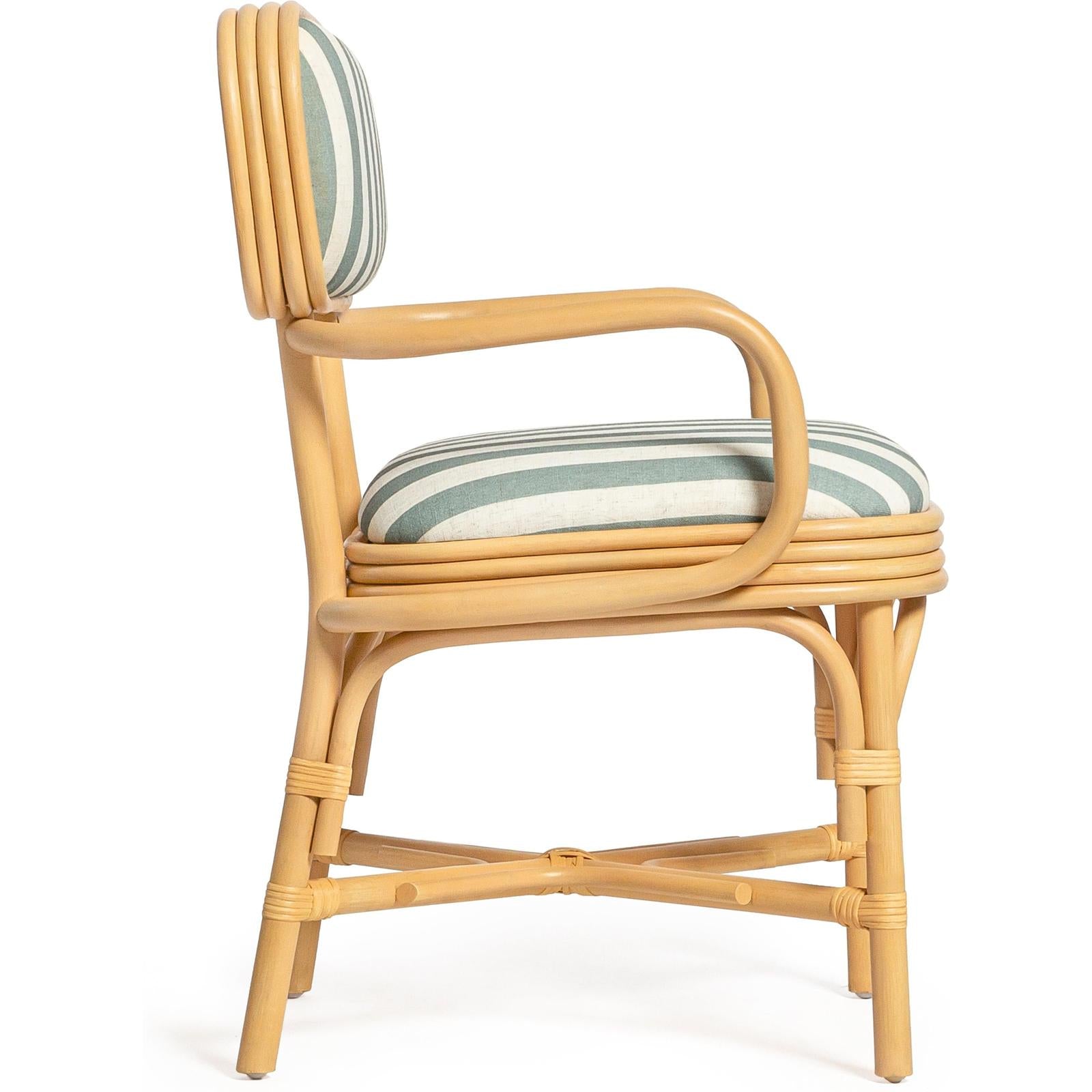 TOV Furniture Dorine Striped Performance Linen & Rattan Dining Armchair