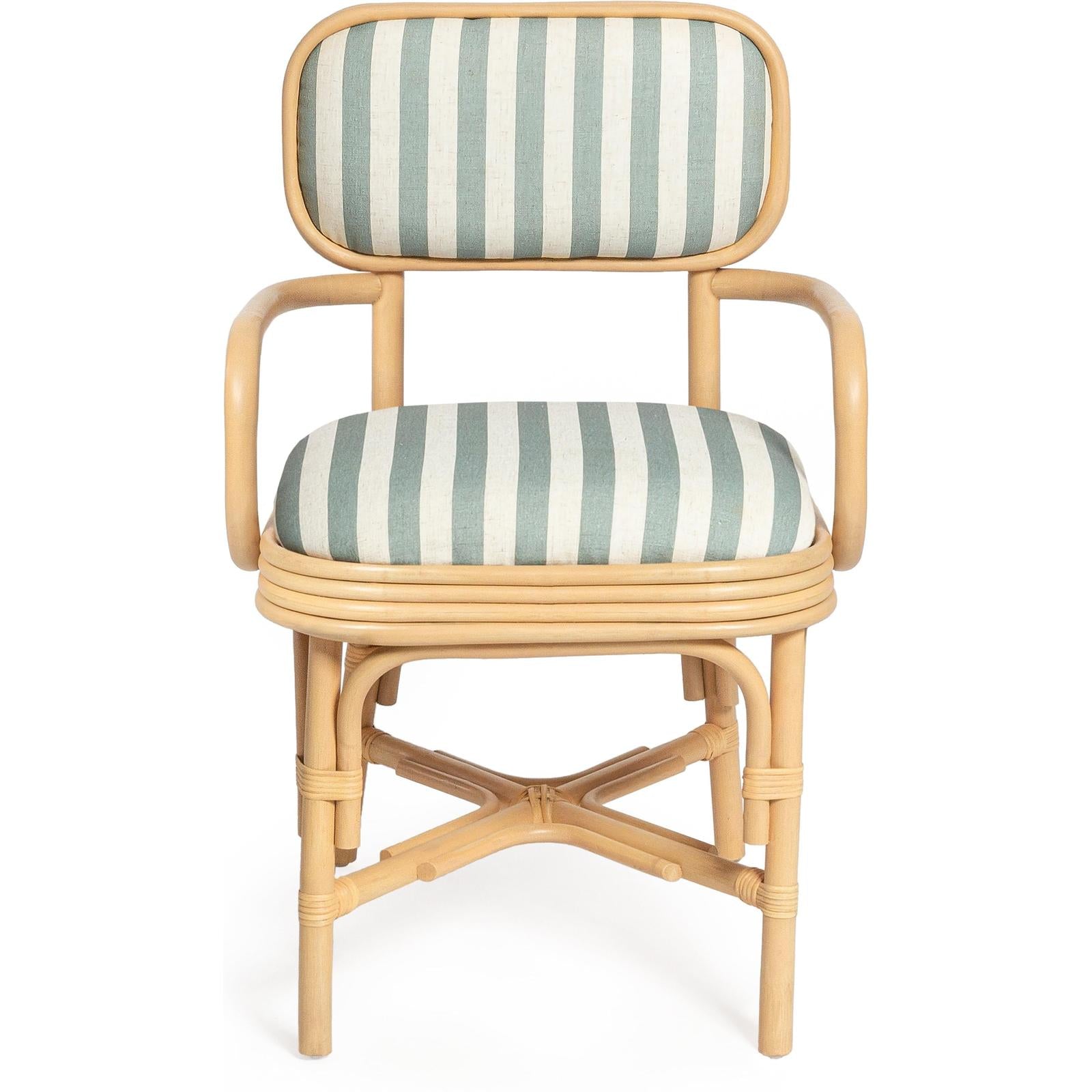 TOV Furniture Dorine Striped Performance Linen & Rattan Dining Armchair