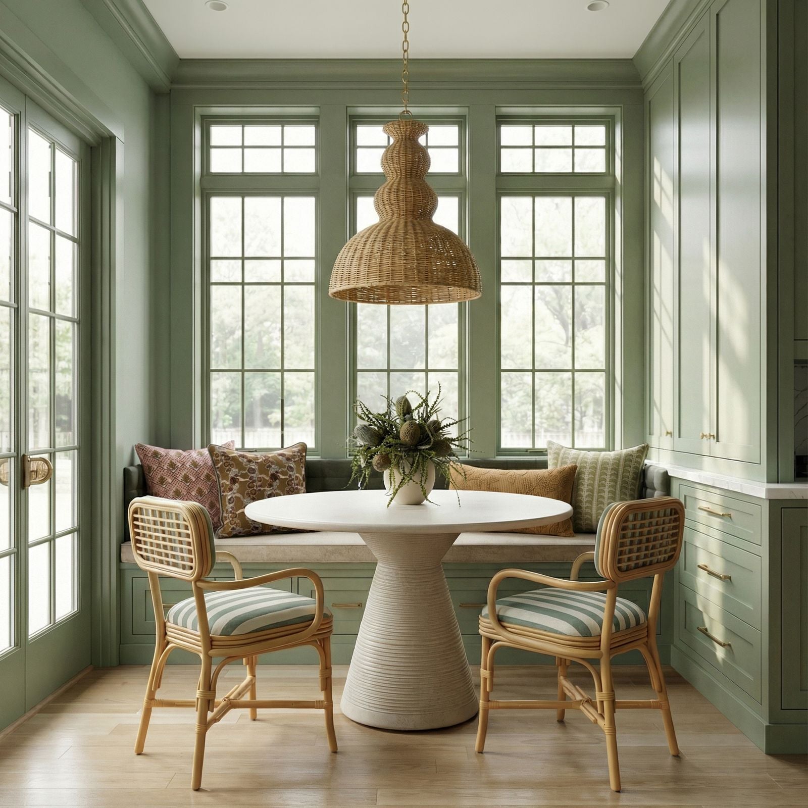 TOV Furniture Dorine Striped Performance Linen & Rattan Dining Armchair