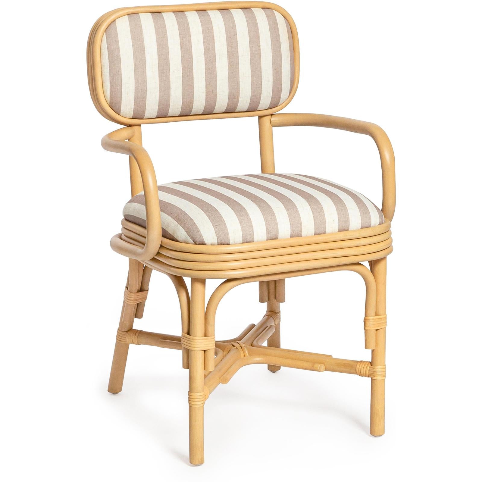 TOV Furniture Dorine Striped Performance Linen & Rattan Dining Armchair