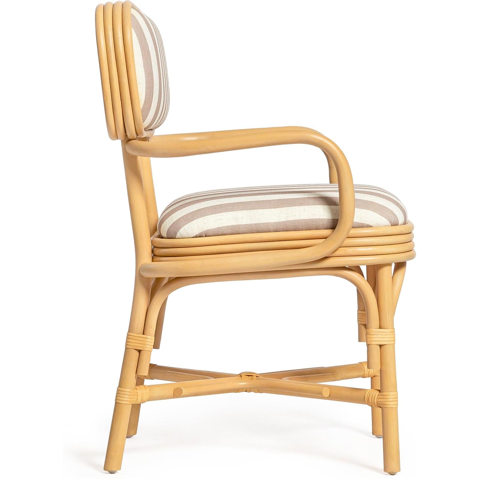 TOV Furniture Dorine Striped Performance Linen & Rattan Dining Armchair