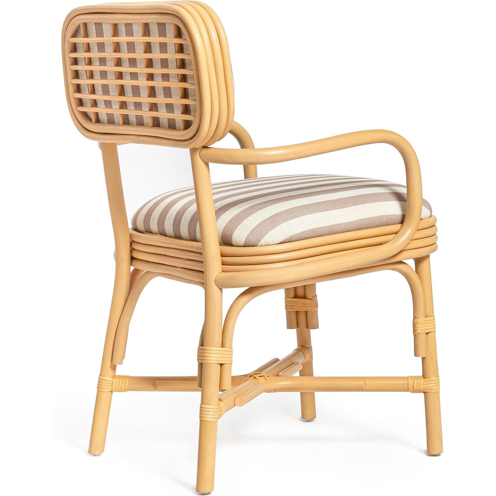TOV Furniture Dorine Striped Performance Linen & Rattan Dining Armchair