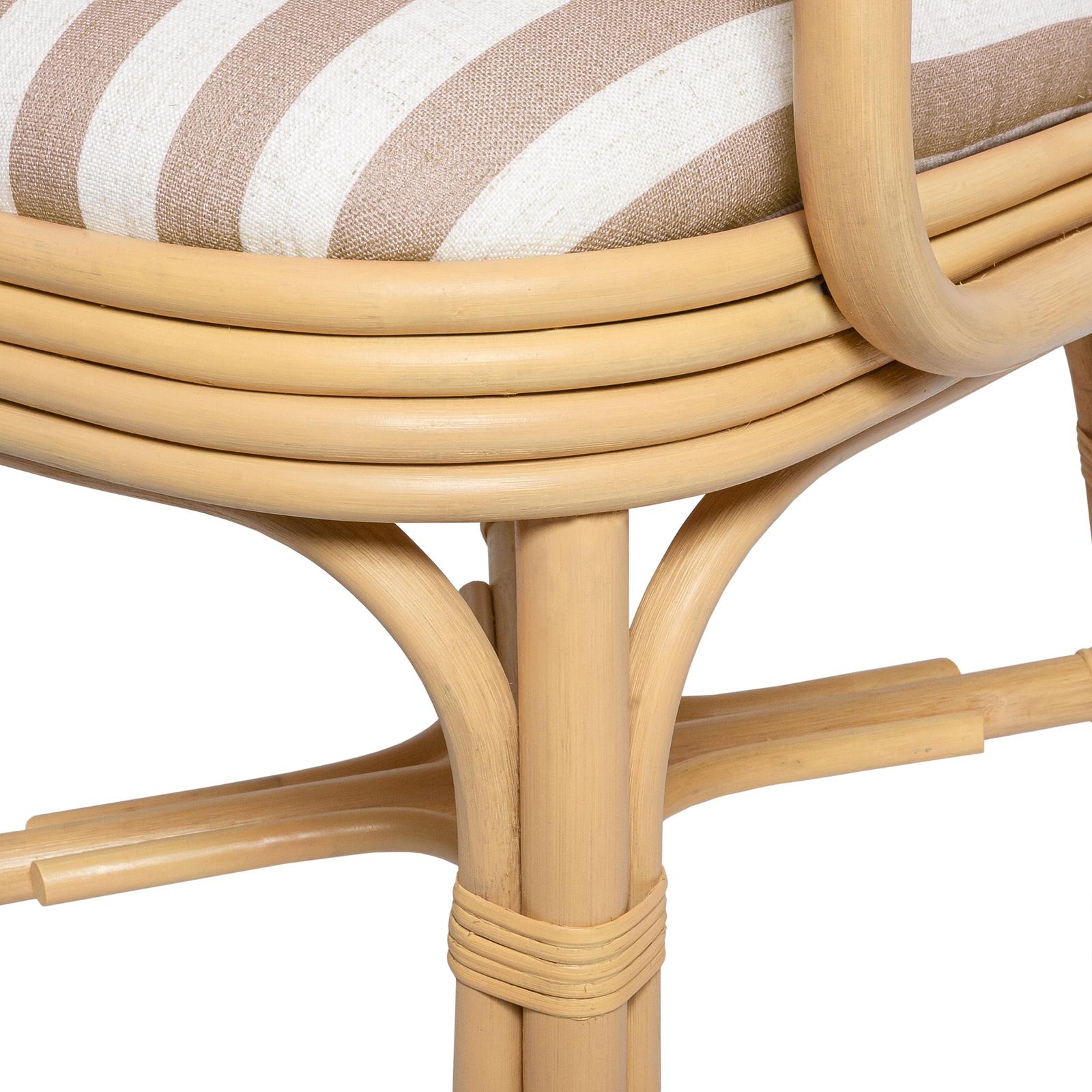 TOV Furniture Dorine Striped Performance Linen & Rattan Dining Armchair