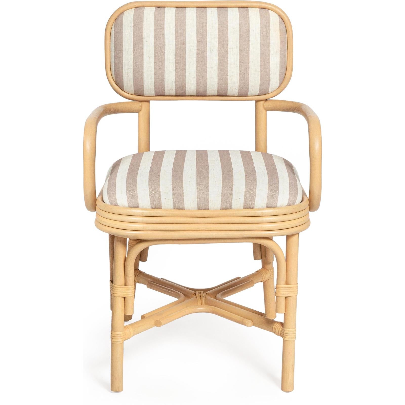 TOV Furniture Dorine Striped Performance Linen & Rattan Dining Armchair