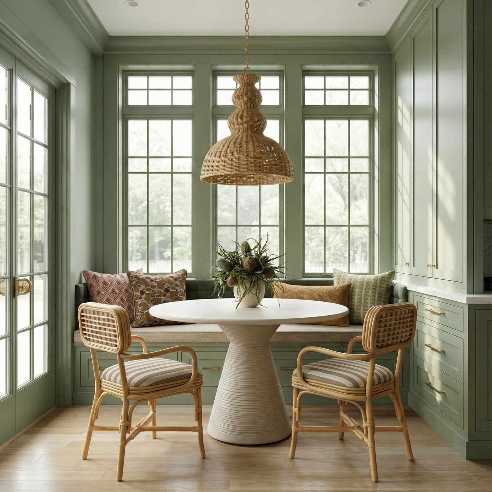 TOV Furniture Dorine Striped Performance Linen & Rattan Dining Armchair