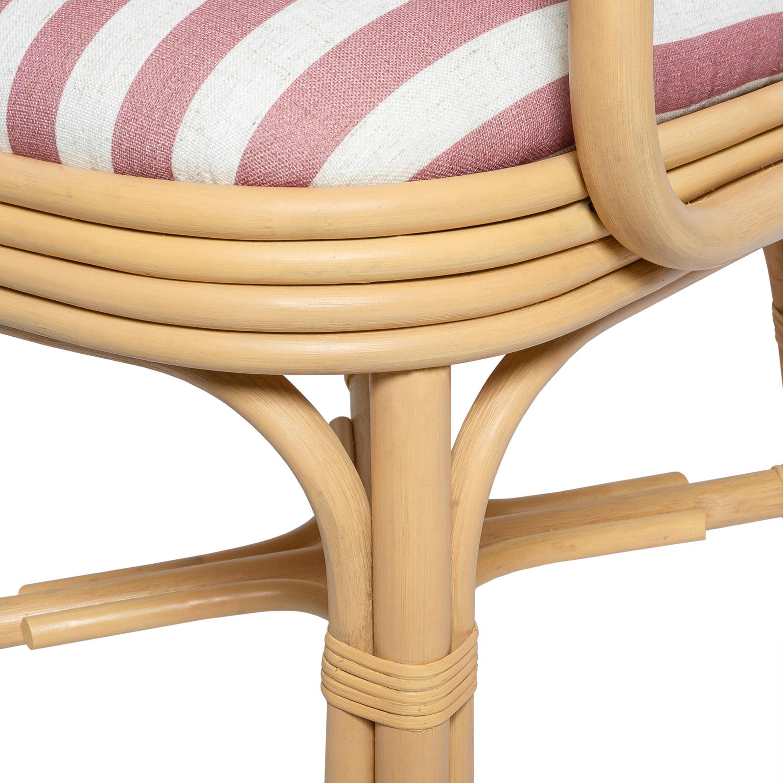 TOV Furniture Dorine Striped Performance Linen & Rattan Dining Armchair