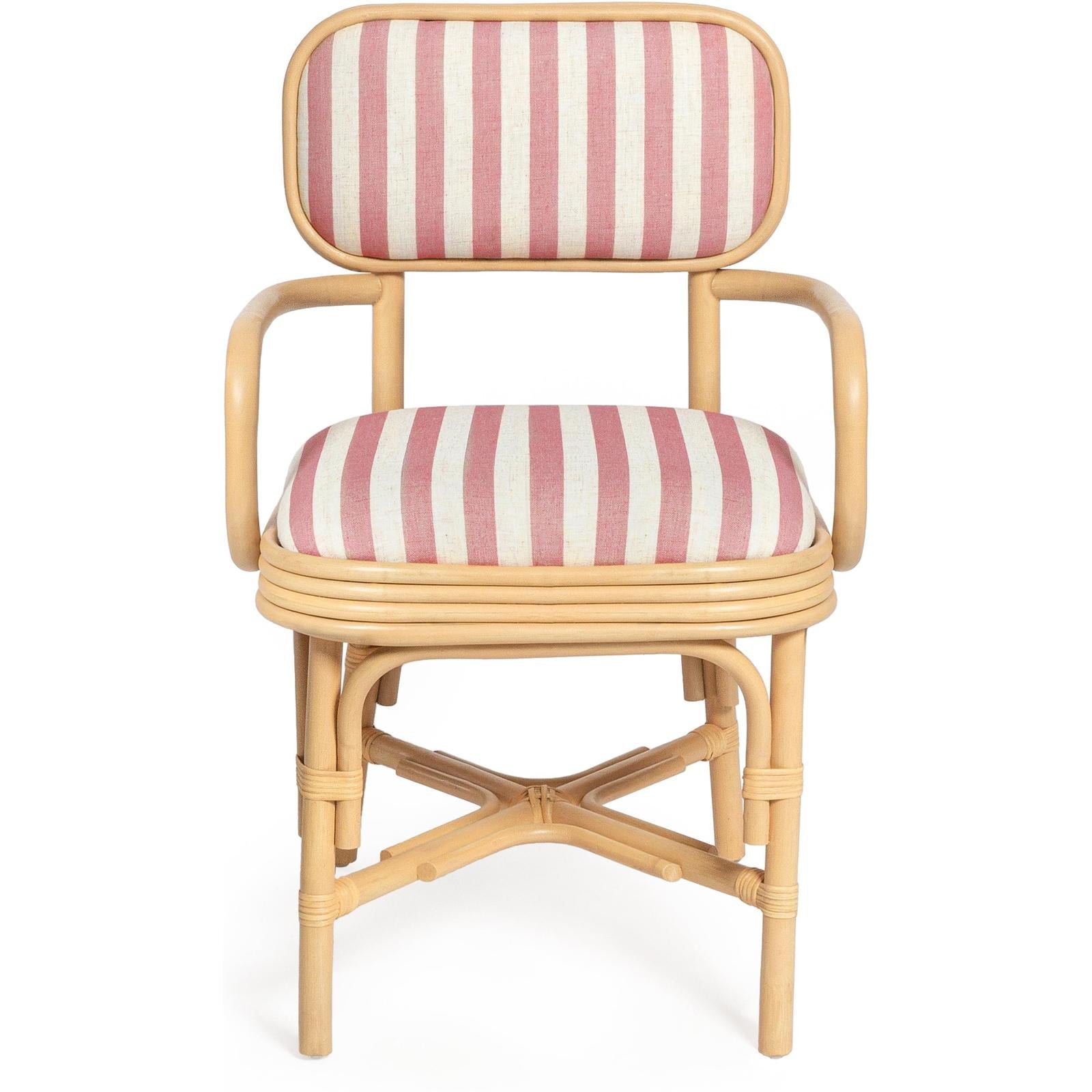 TOV Furniture Dorine Striped Performance Linen & Rattan Dining Armchair