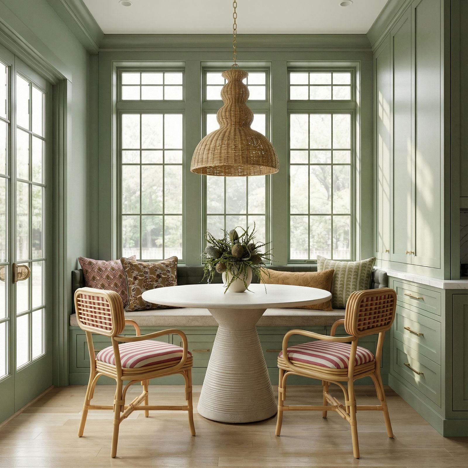 TOV Furniture Dorine Striped Performance Linen & Rattan Dining Armchair