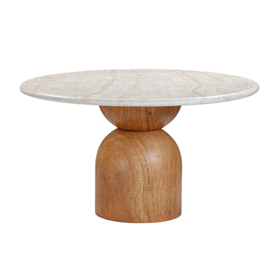 TOV Furniture Cynthia Faux Travertine Concrete Indoor / Outdoor Dining Table