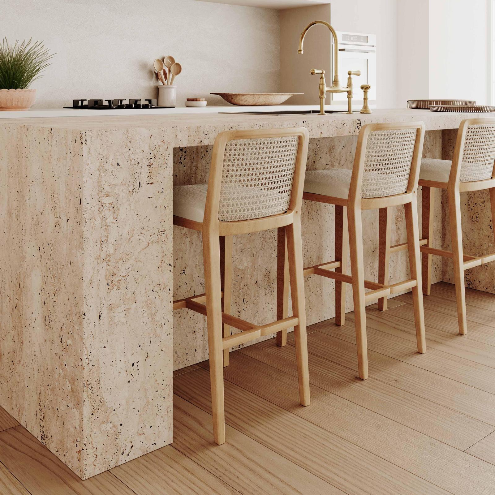 TOV Furniture Gerri Performance Tweed and Rattan Counter Stool