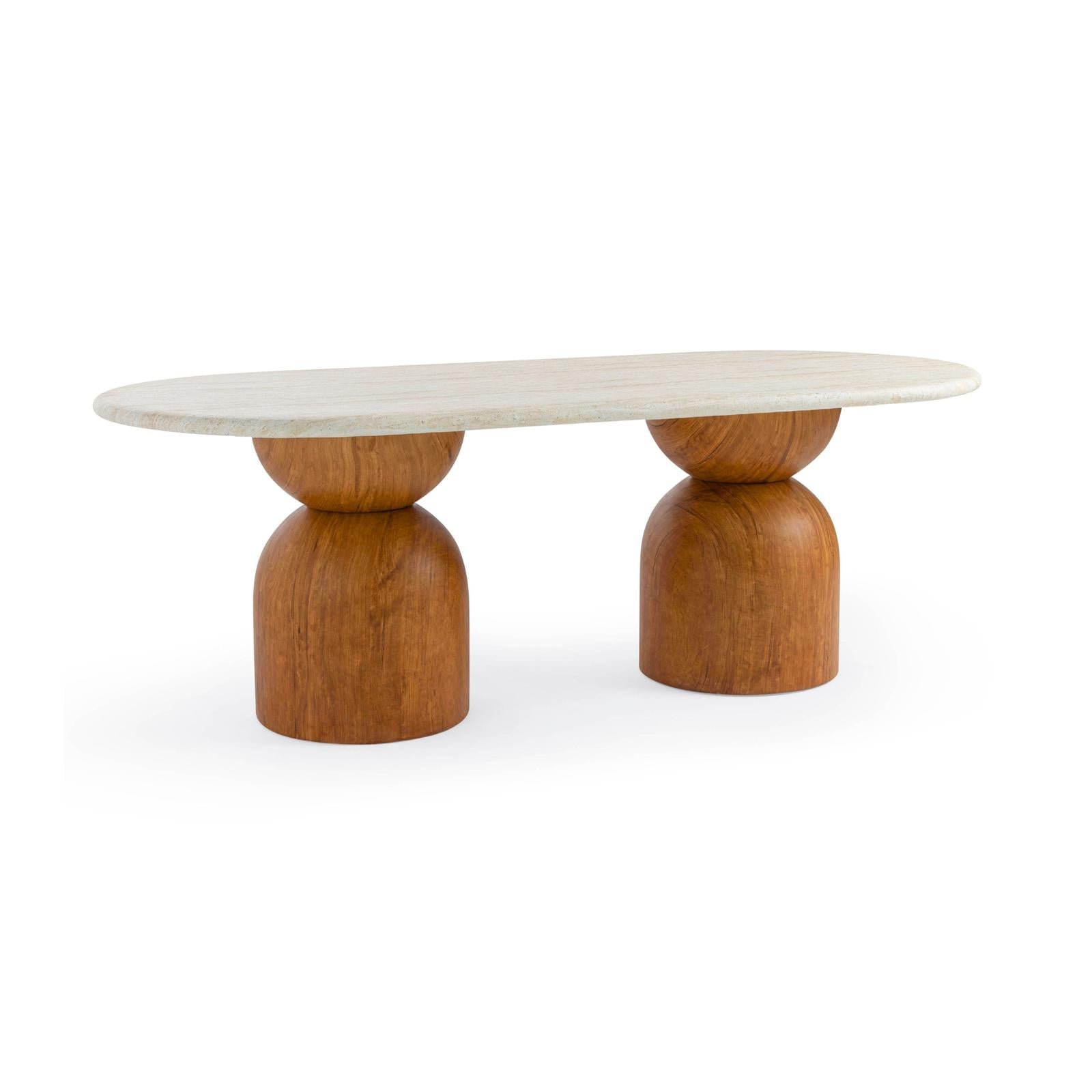 TOV Furniture Cynthia Faux Travertine Concrete Indoor / Outdoor Dining Table
